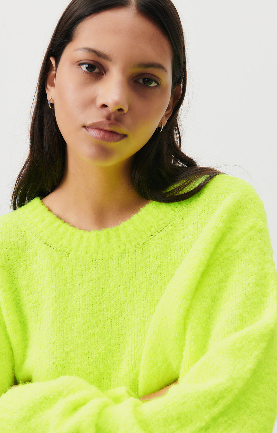 Women Fluo Green Knit Sweater