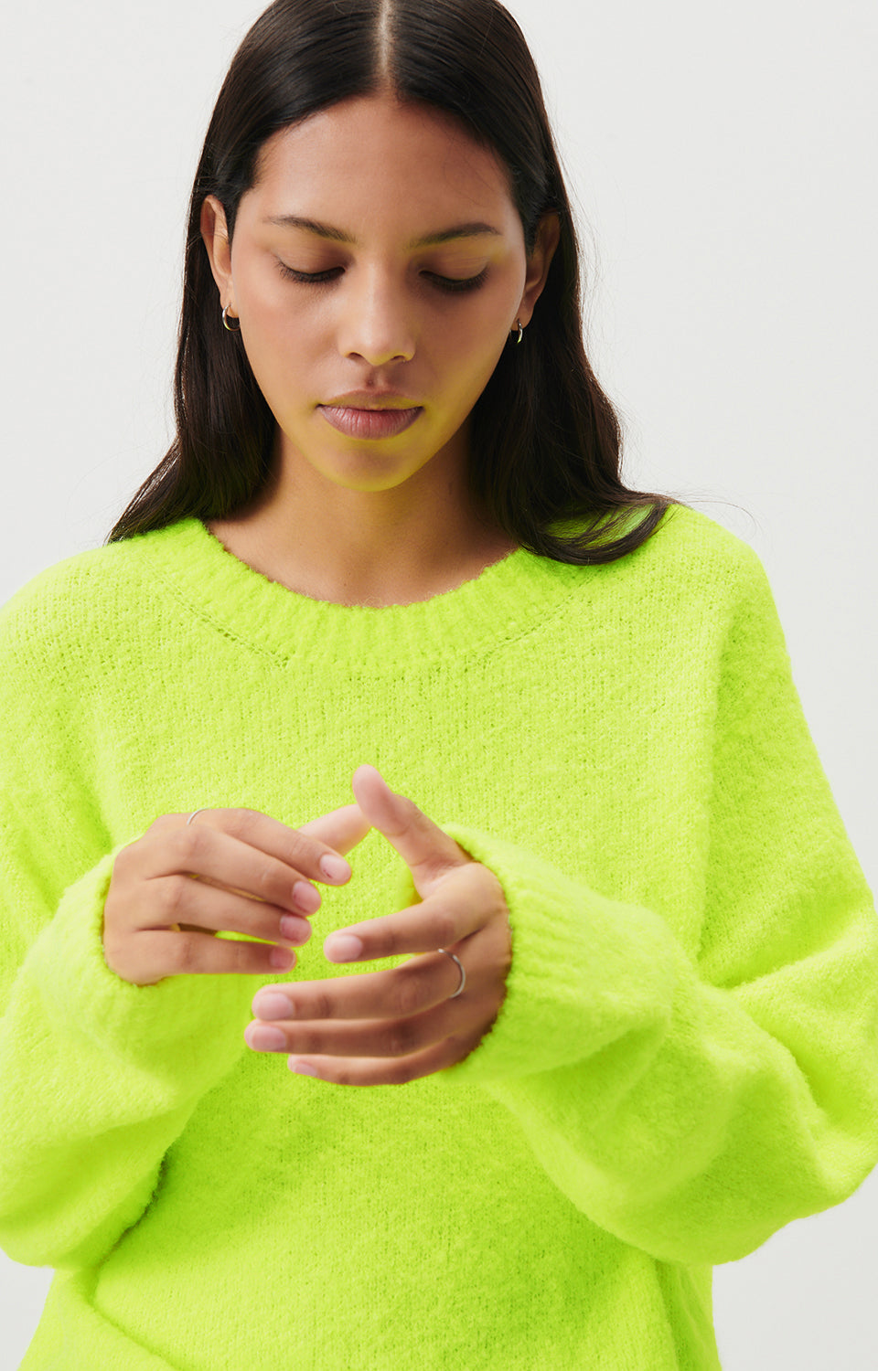 Women Fluo Green Knit Sweater