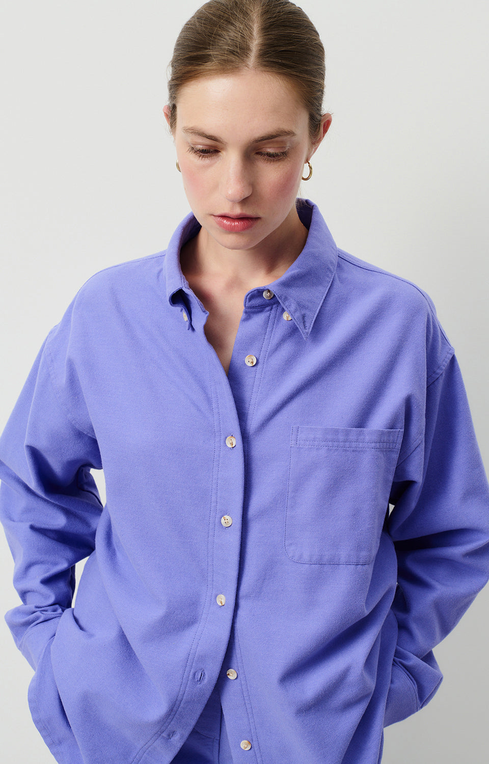 Women Blue Cotton Shirt