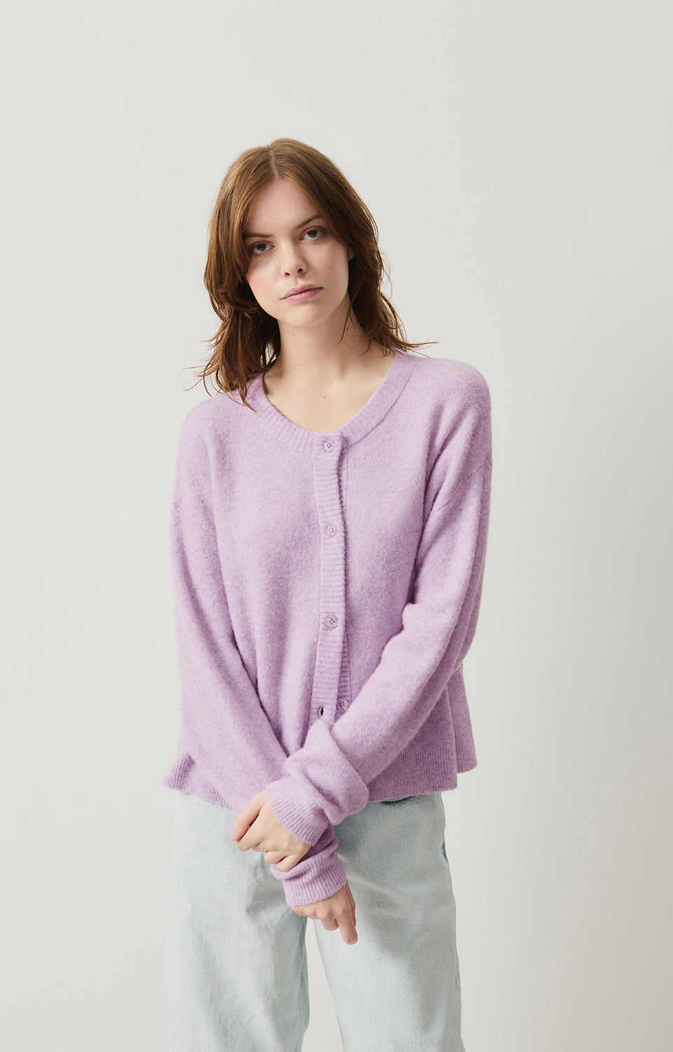 Women Purple Knit Cardigan