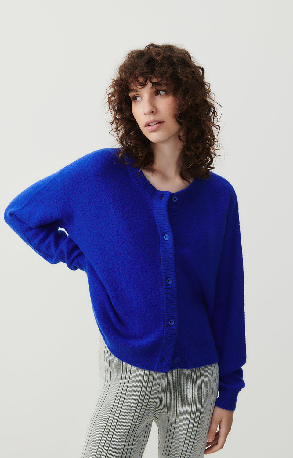 Women Blue Knit Cardigan