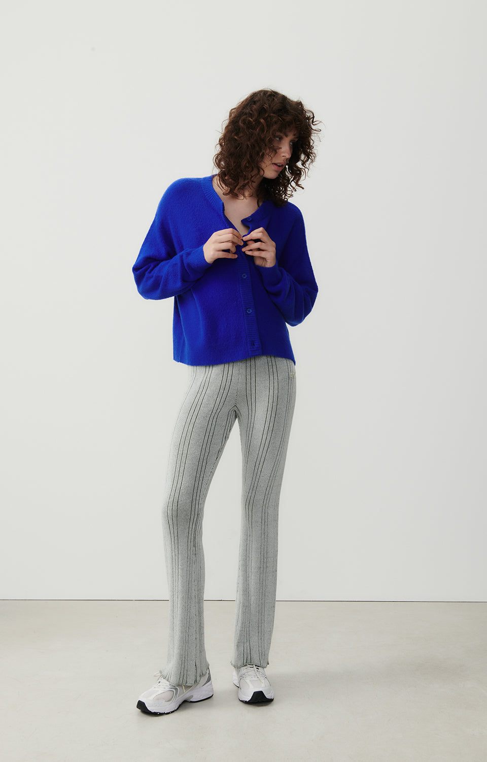 Women Blue Knit Cardigan