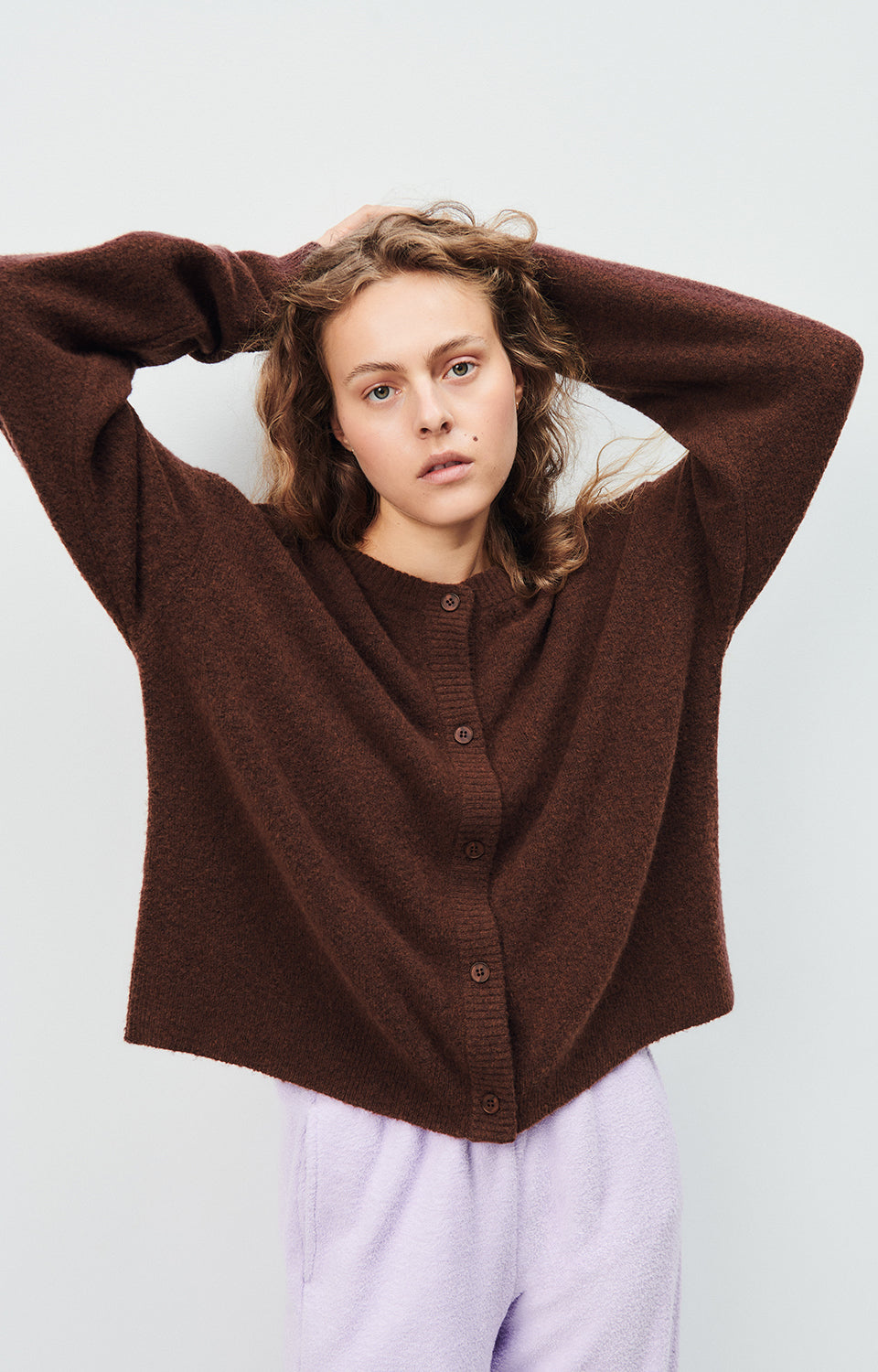 Women Brown Knit Cardigan