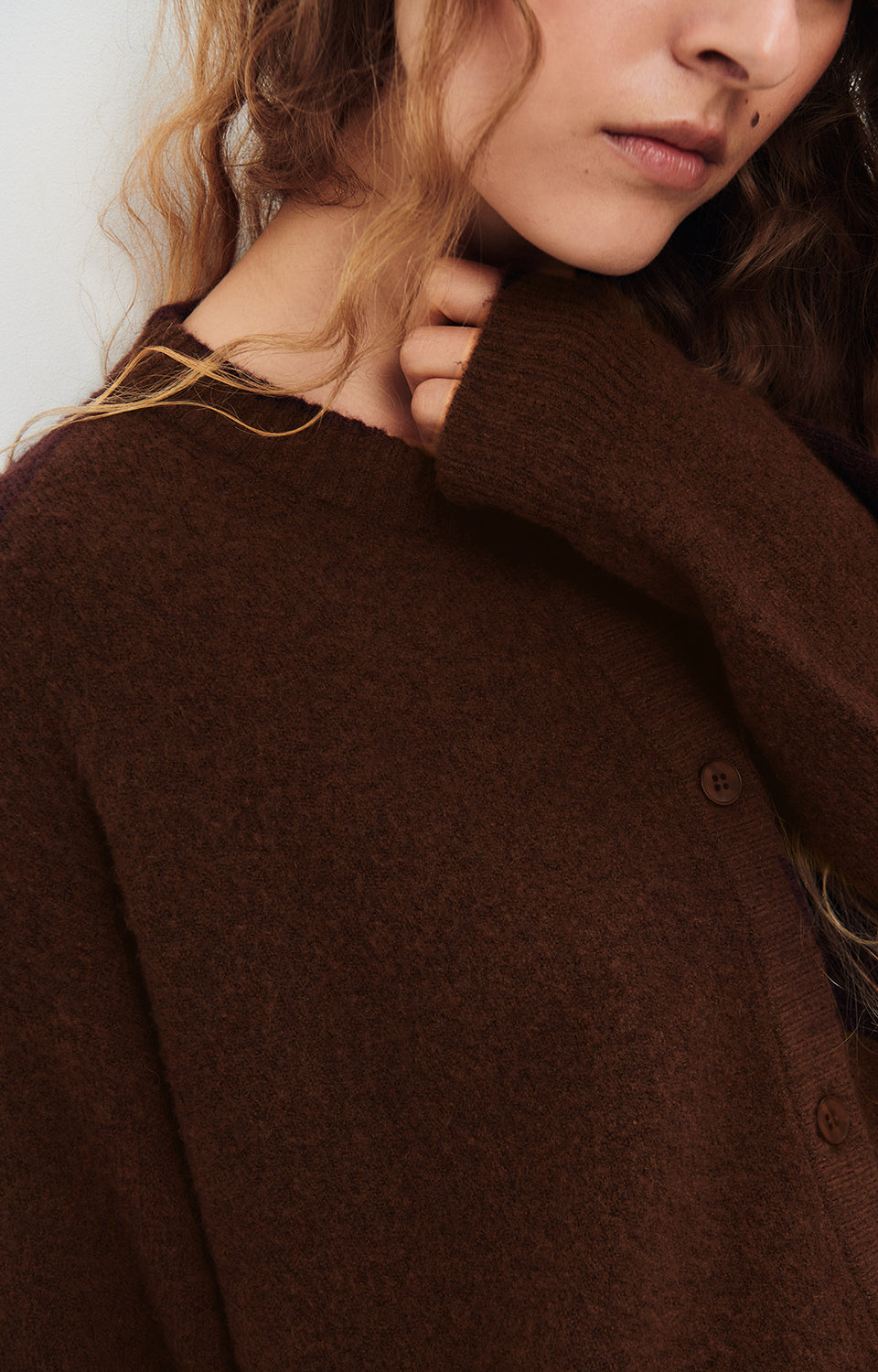 Women Brown Knit Cardigan