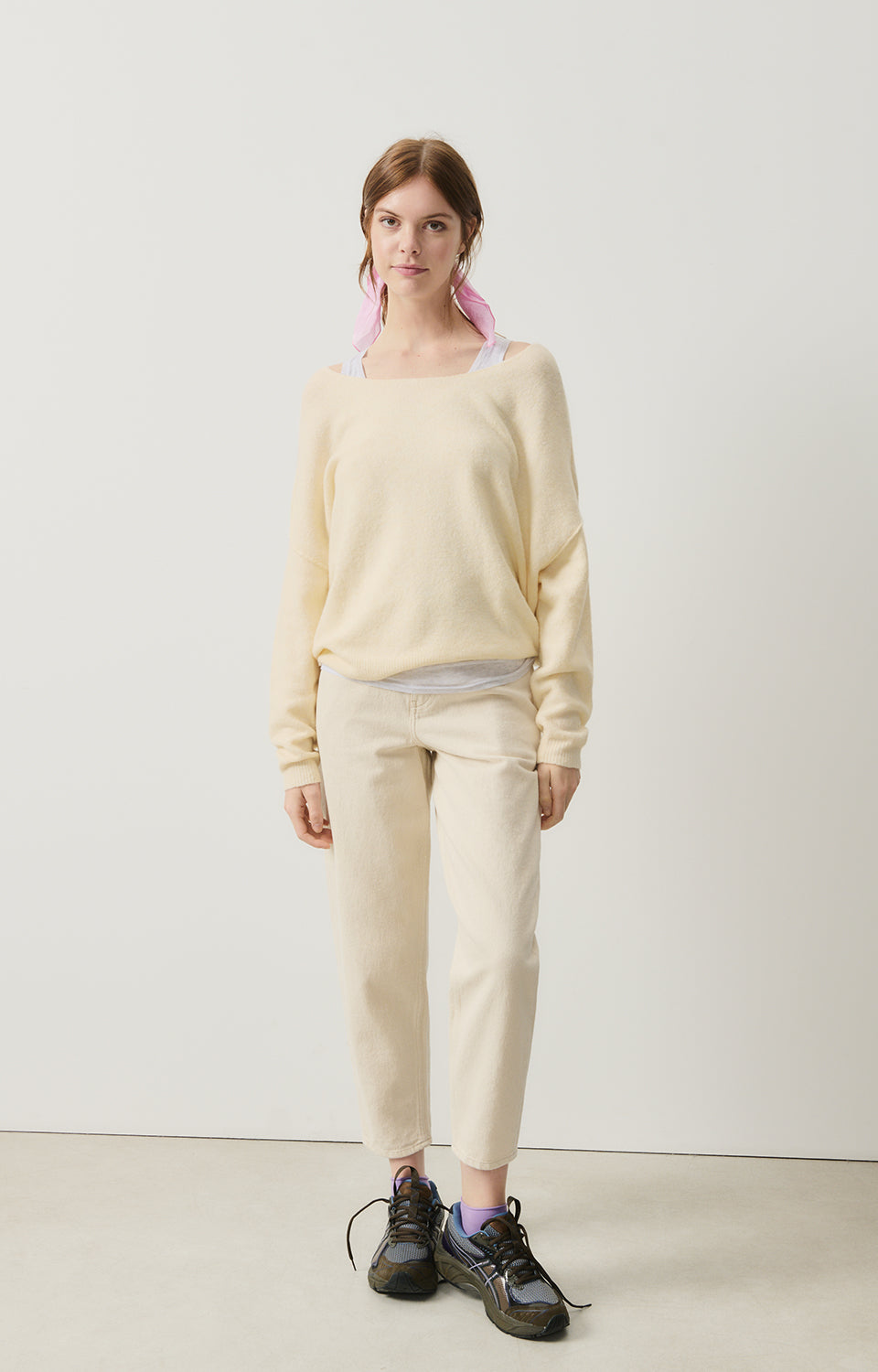 Women Cream Knit Sweater