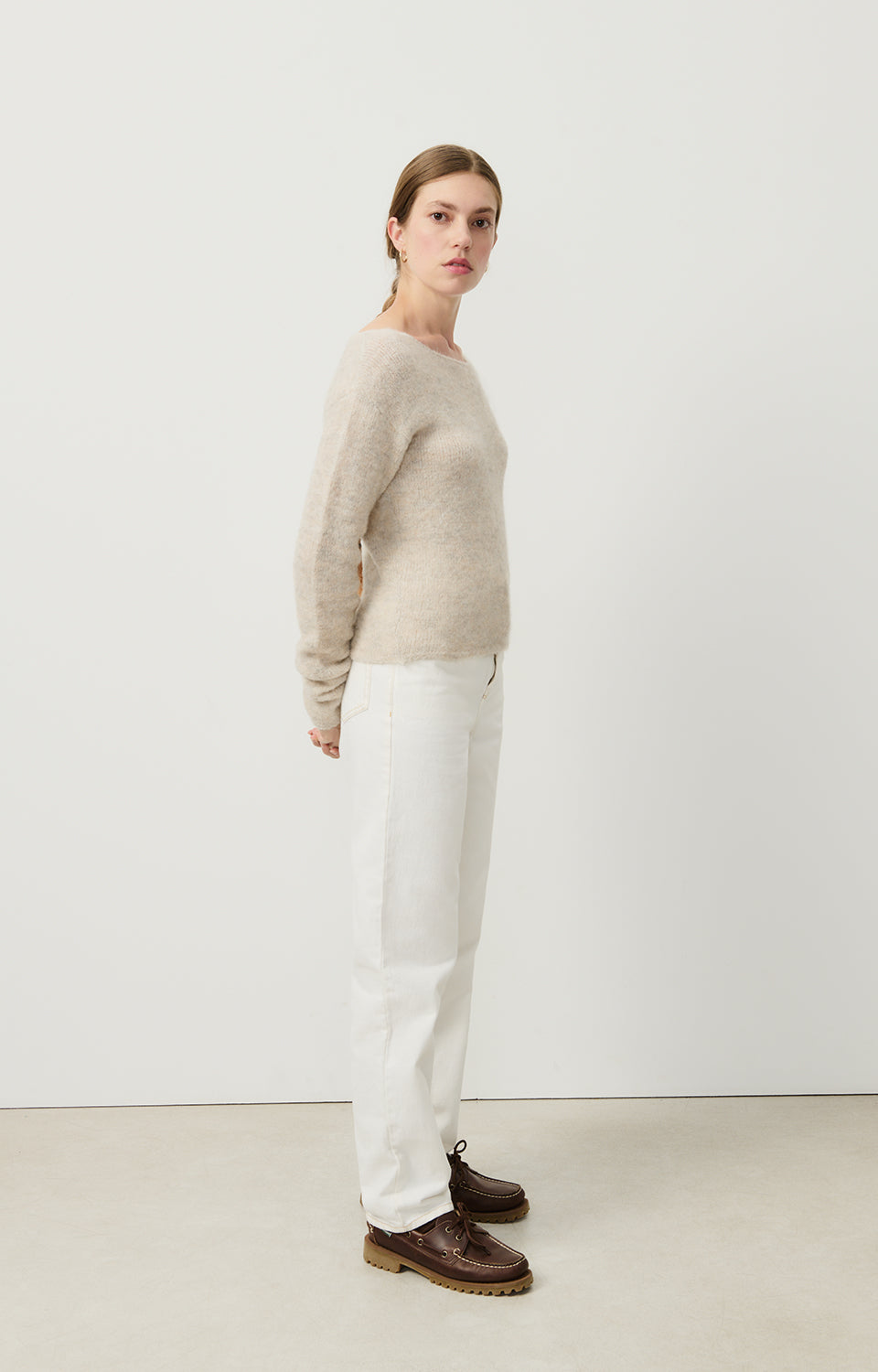 Women Beige Knit Sweater