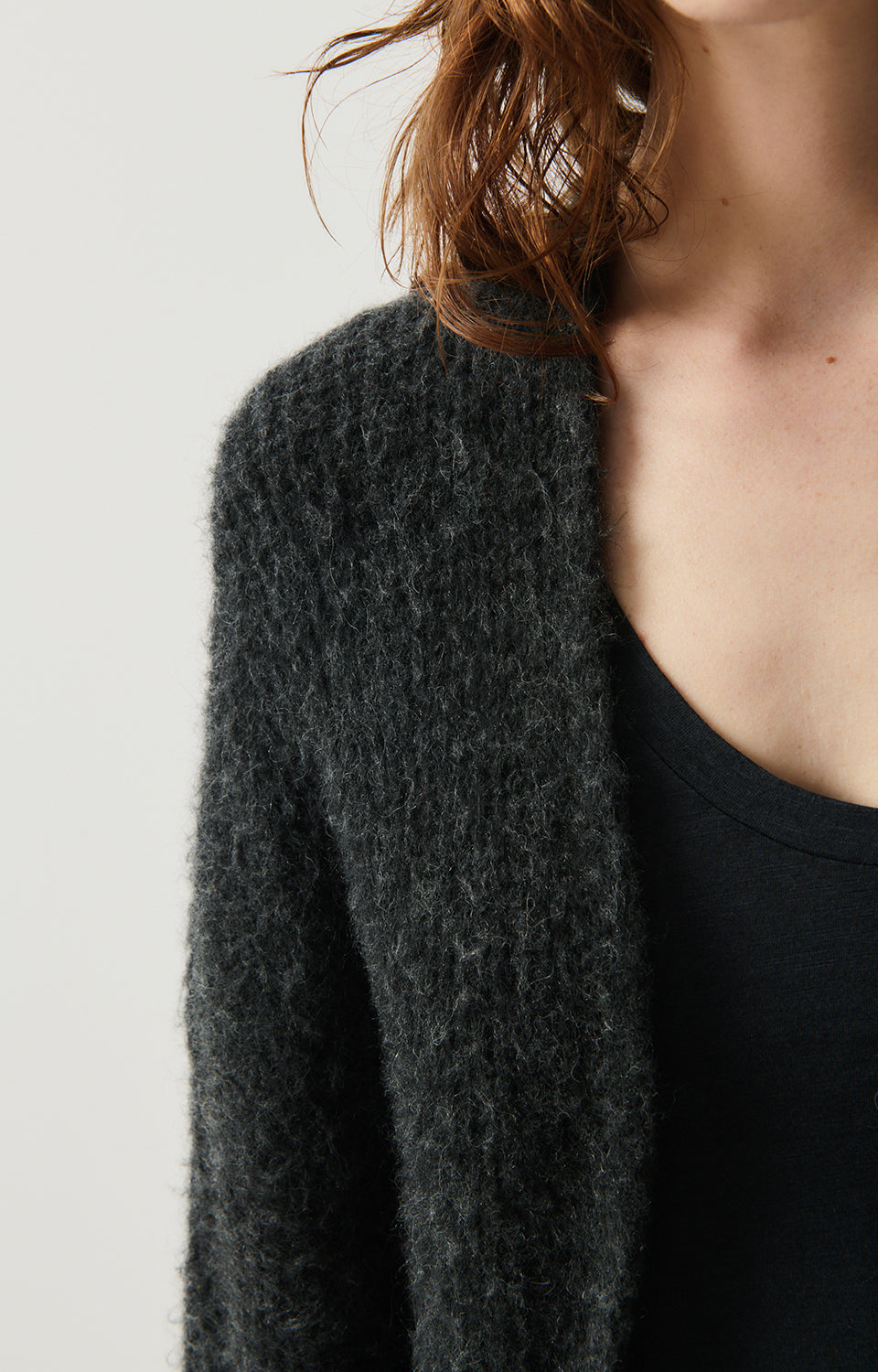 Women Dark Grey Knit Cardigan