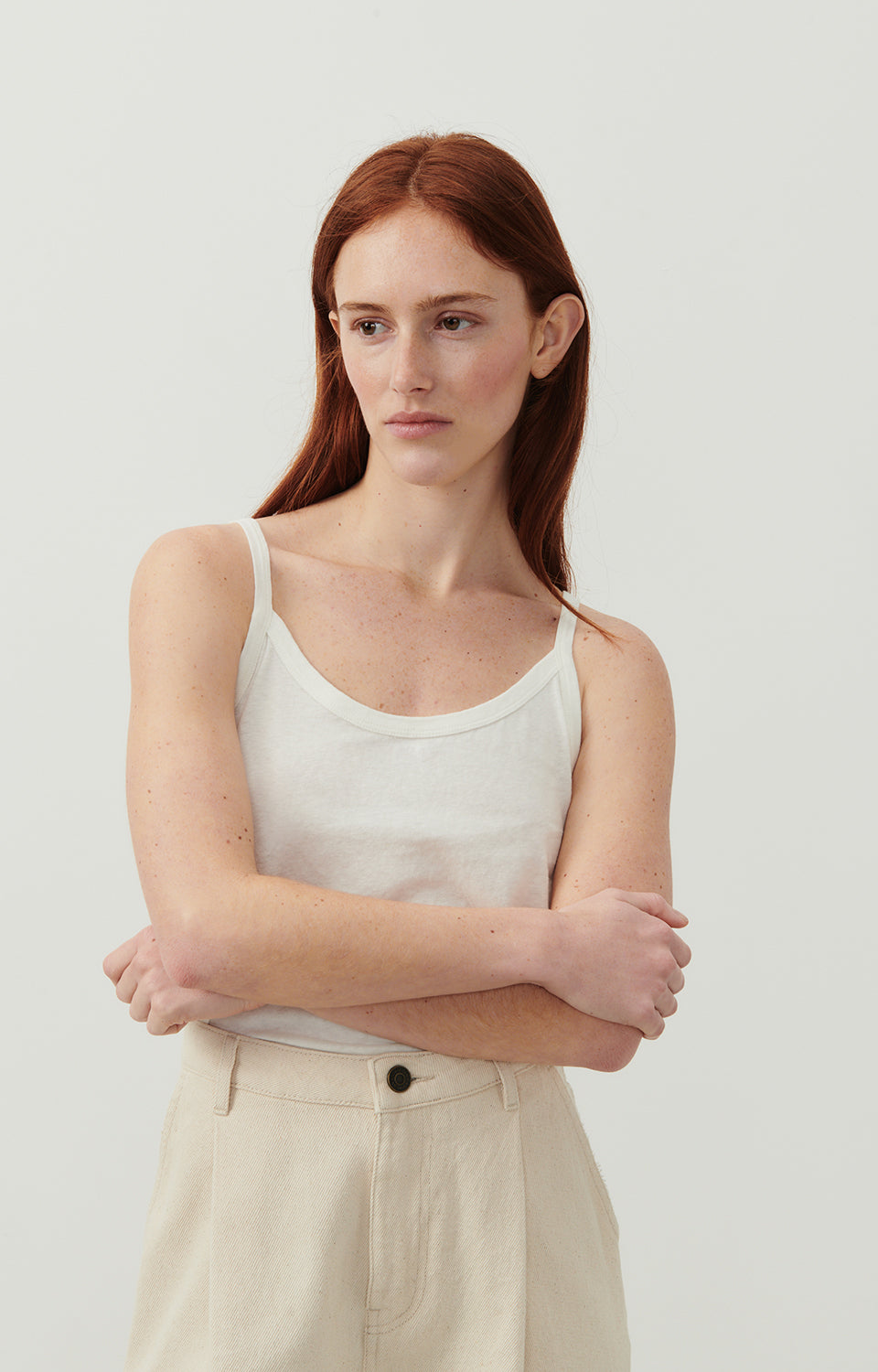 Women White Strap Cotton Vest