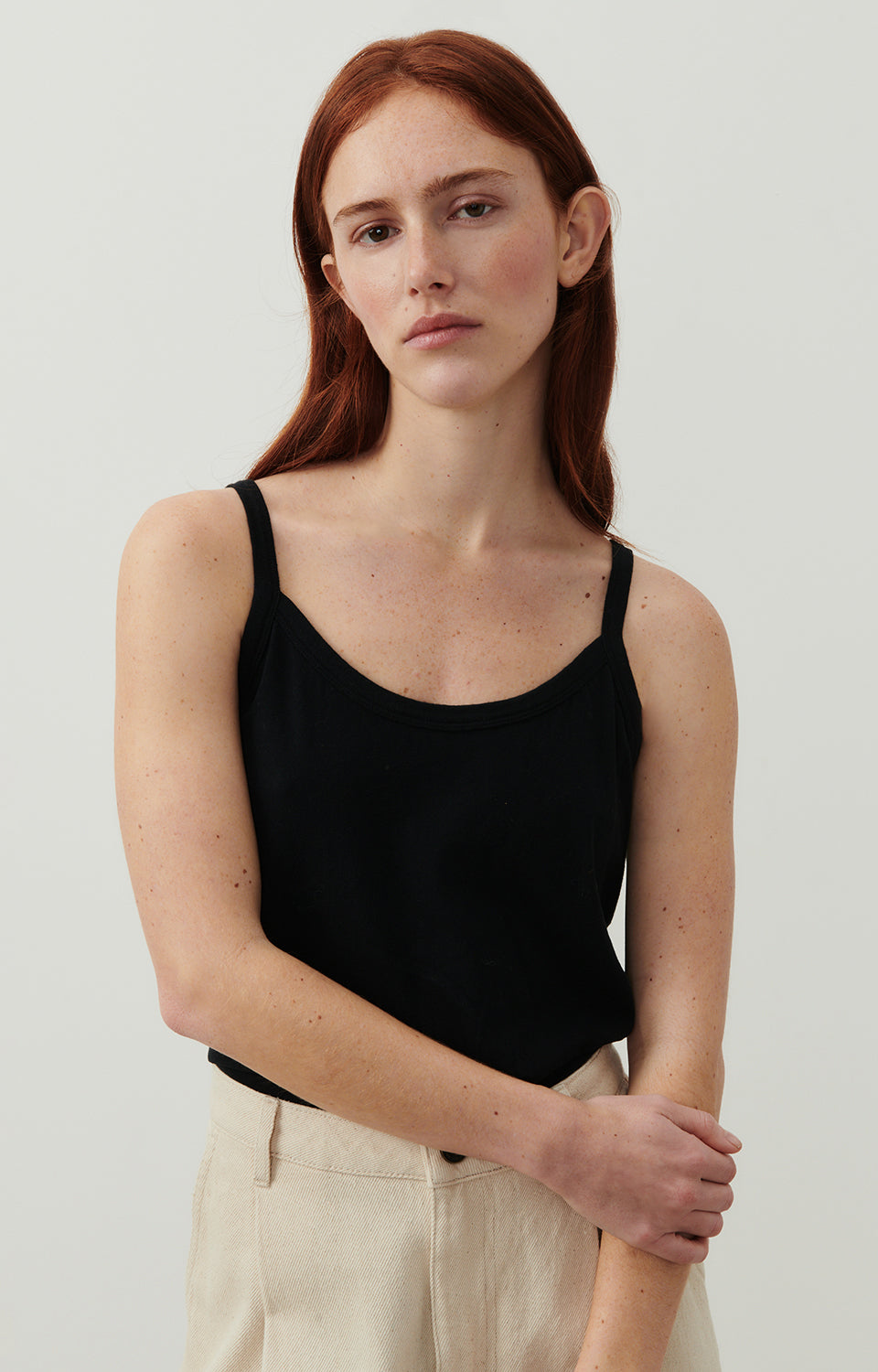 Women Black Strap Cotton Vest