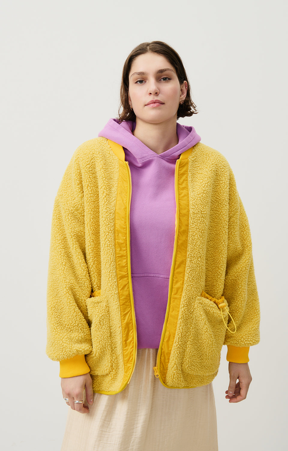 Women Yellow Zip-Up Jacket