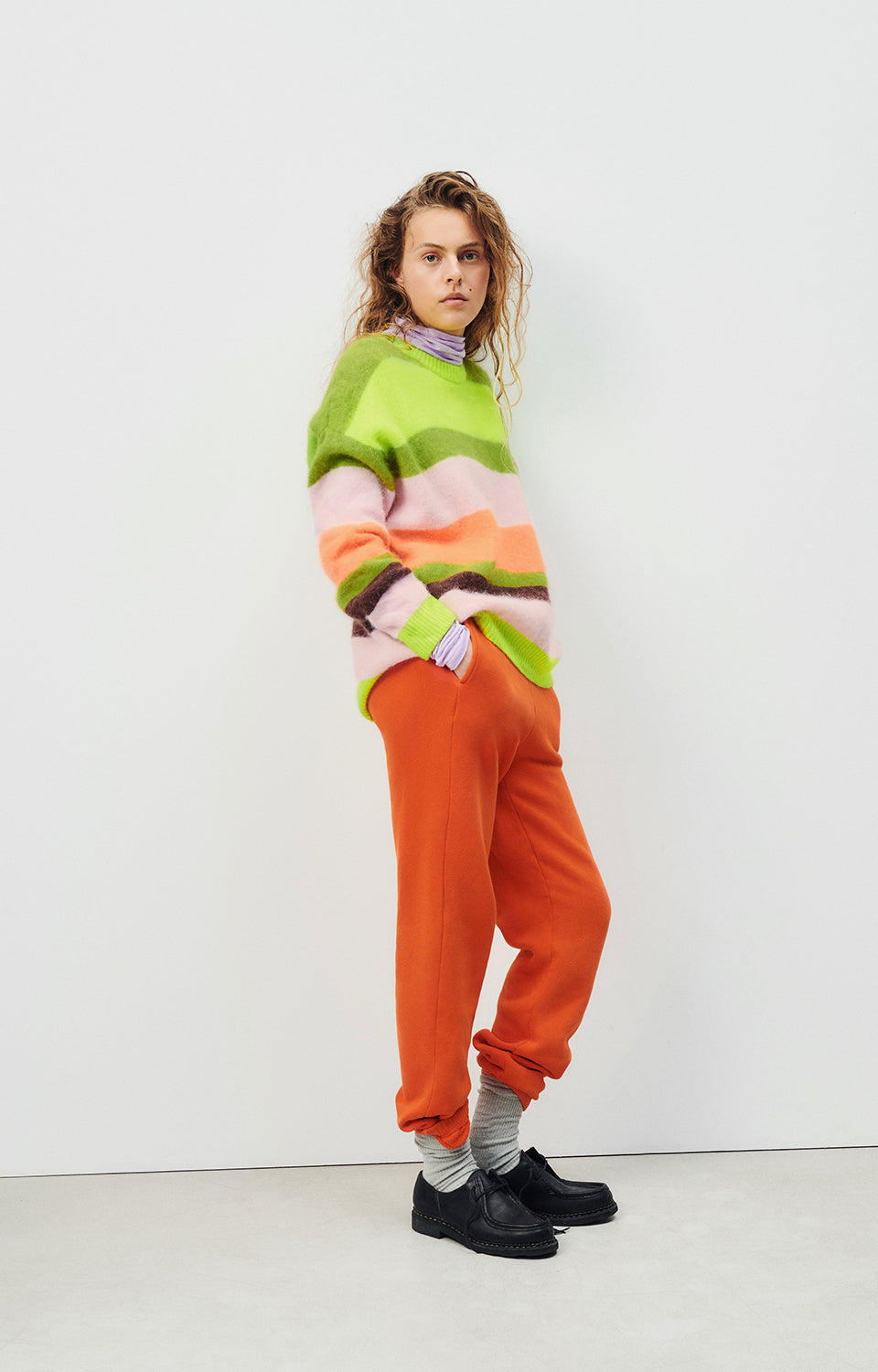 Women Fluo Orange Cotton Trousers