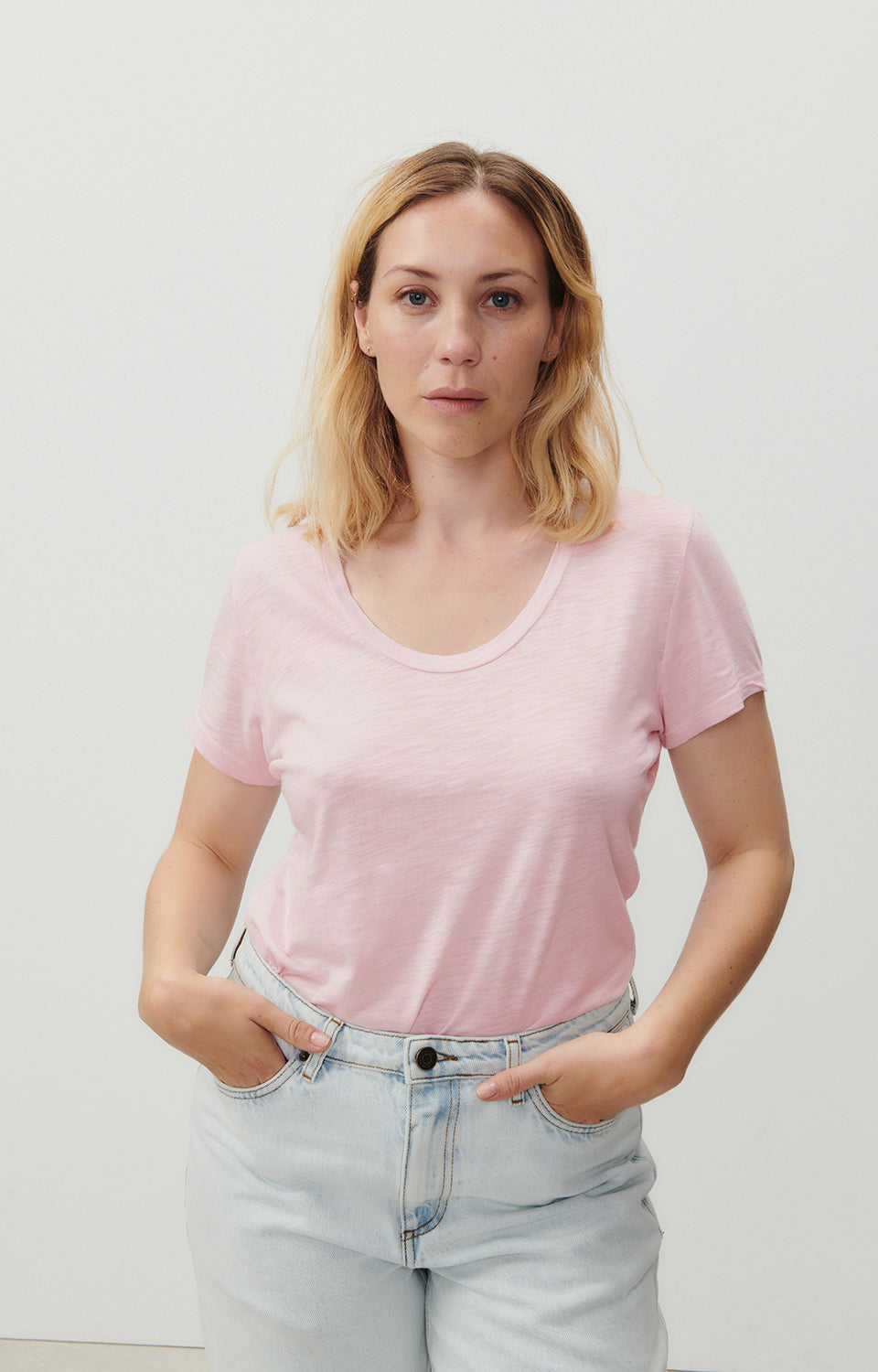 Women Light Pink Cotton T-Shirt