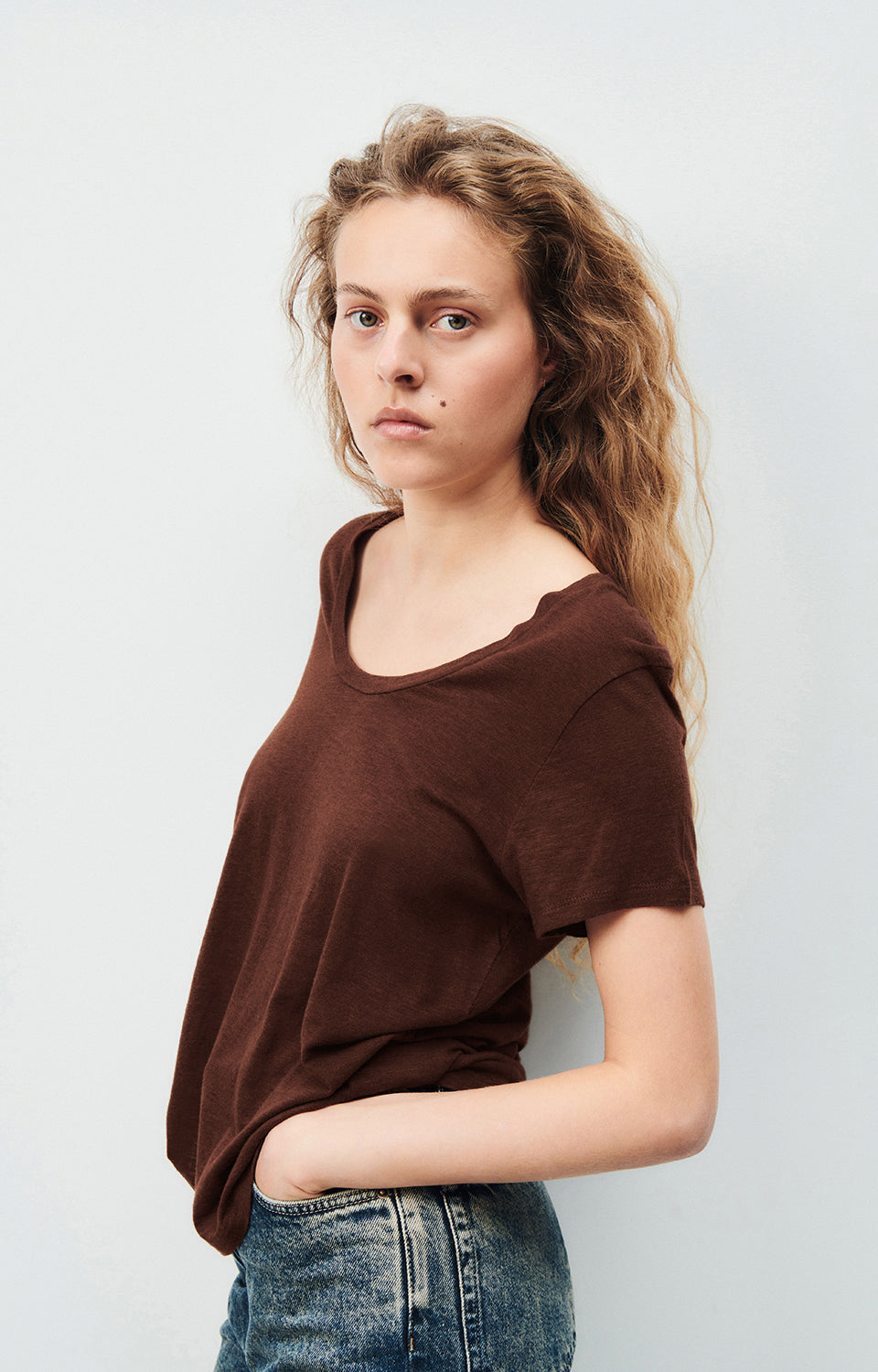 Women Brown Cotton T-Shirt