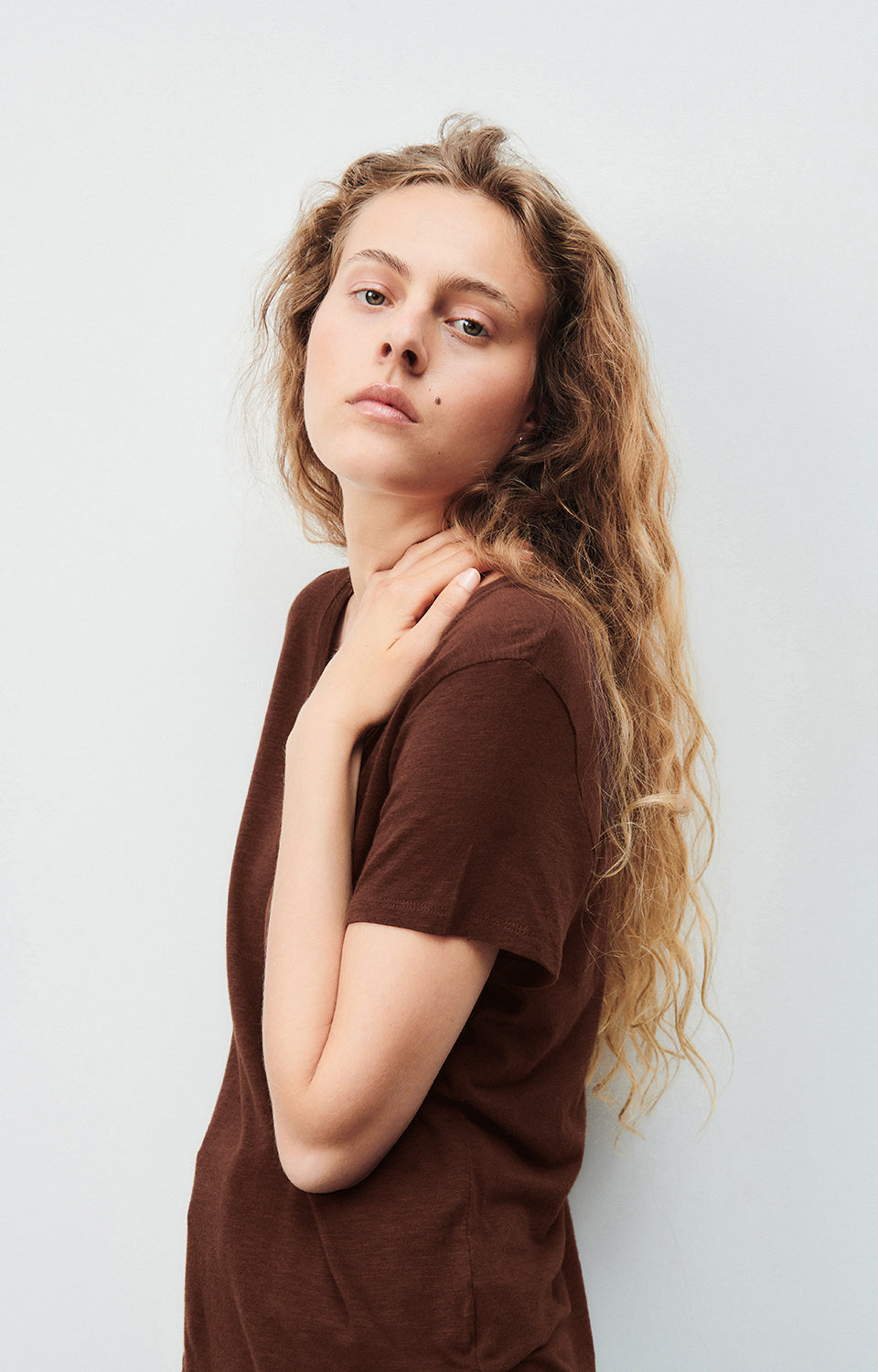 Women Brown Cotton T-Shirt