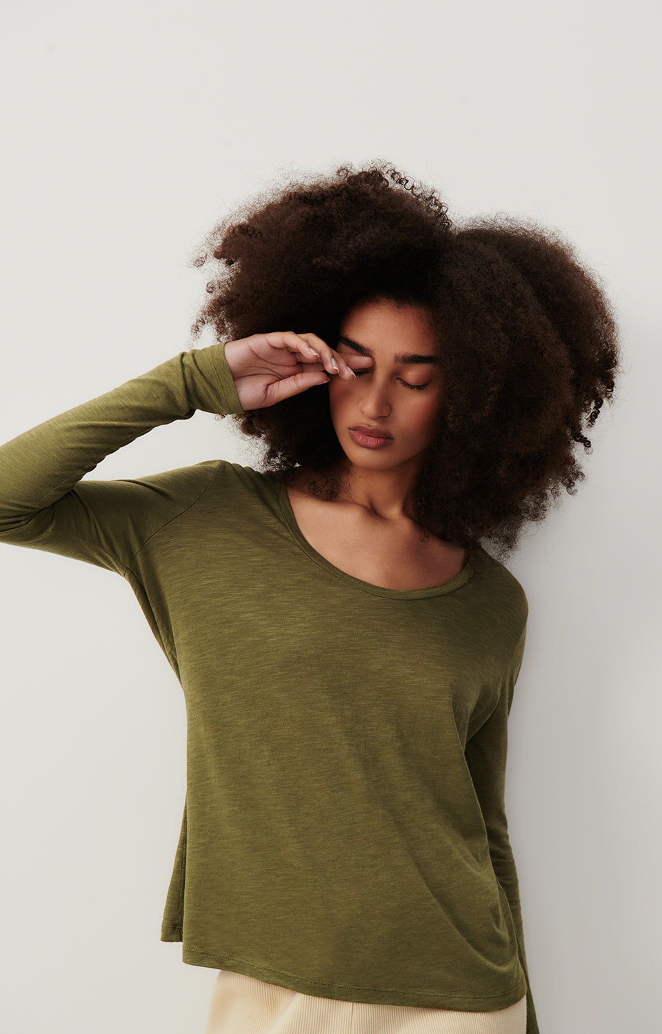 Women Olive Cotton T-Shirt