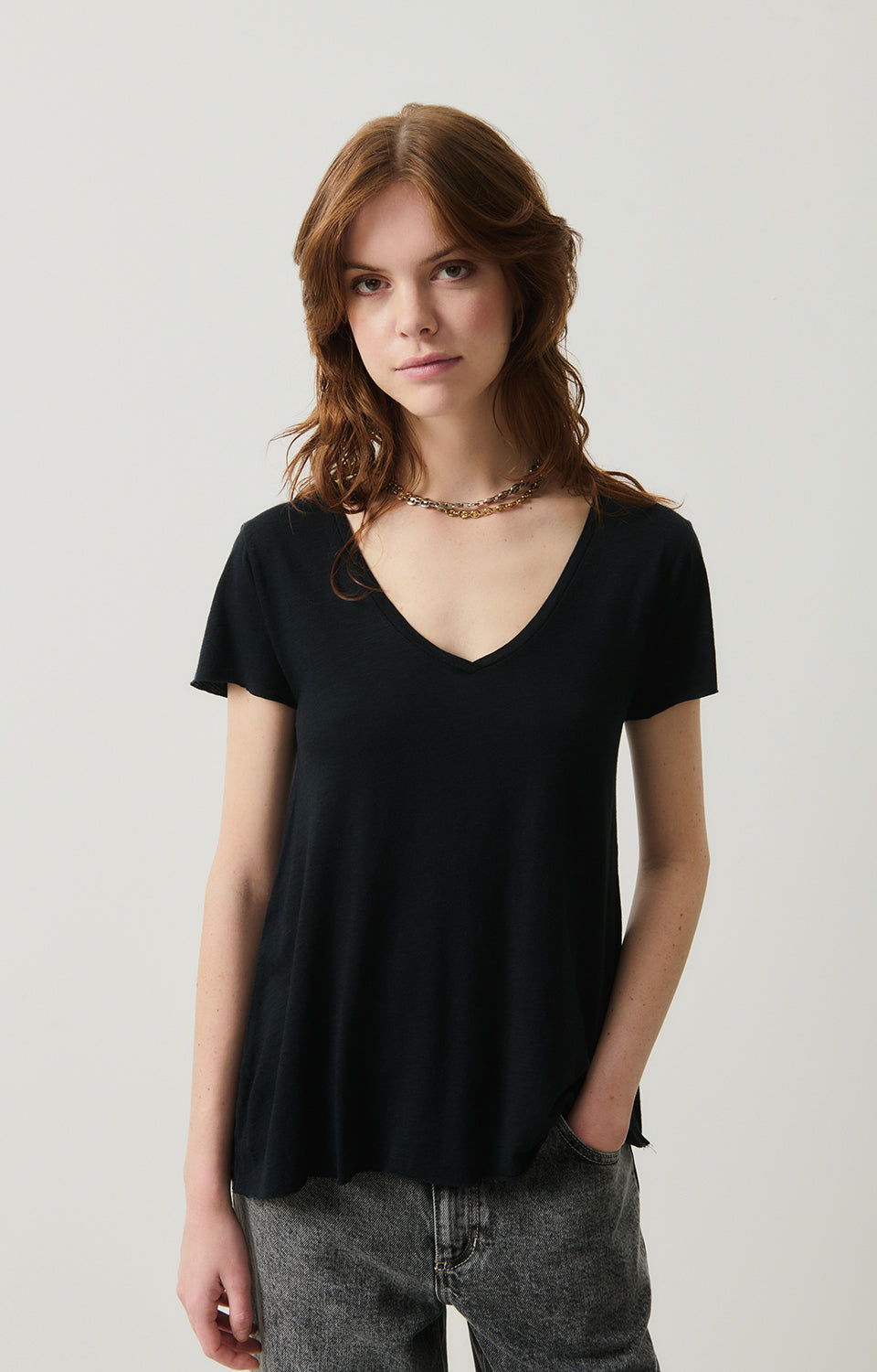 Women Black Cotton T-Shirt