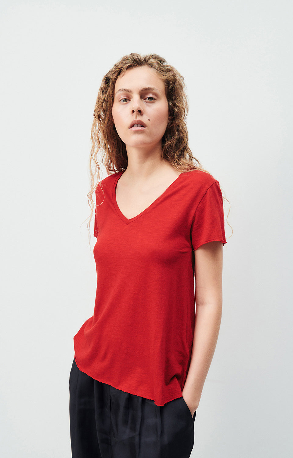 Women Red Cotton T-Shirt