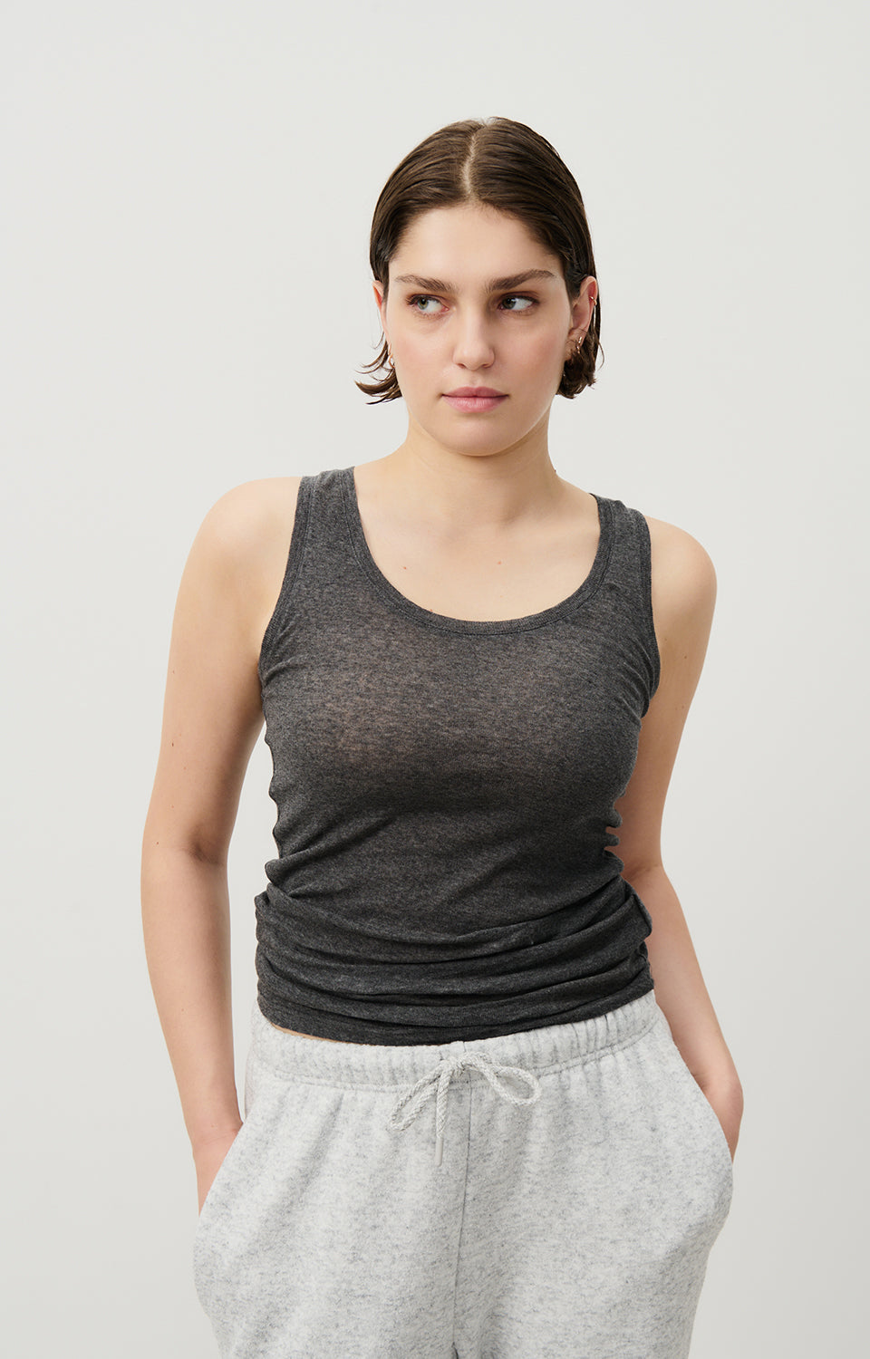 Women Dark Grey Cotton Vest