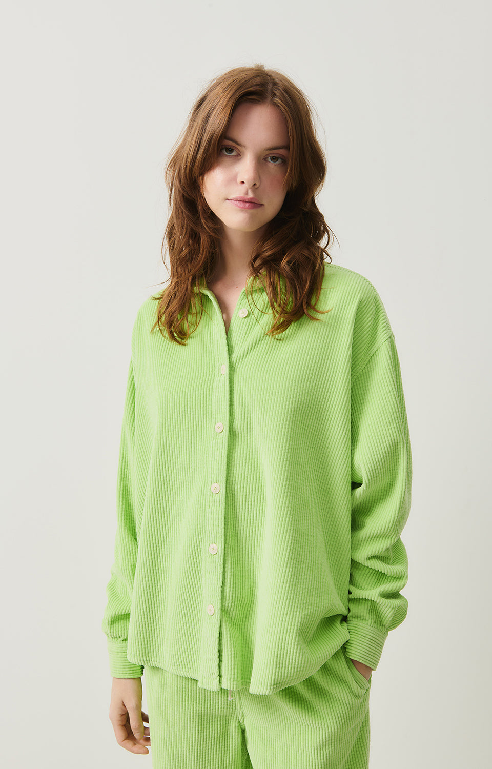 Women Green Corduroy Shirt