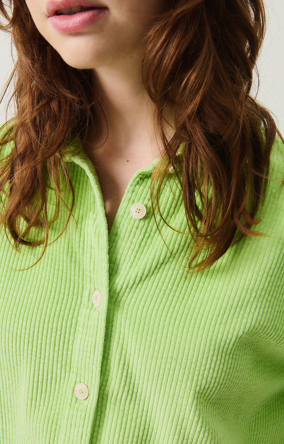 Women Green Corduroy Shirt