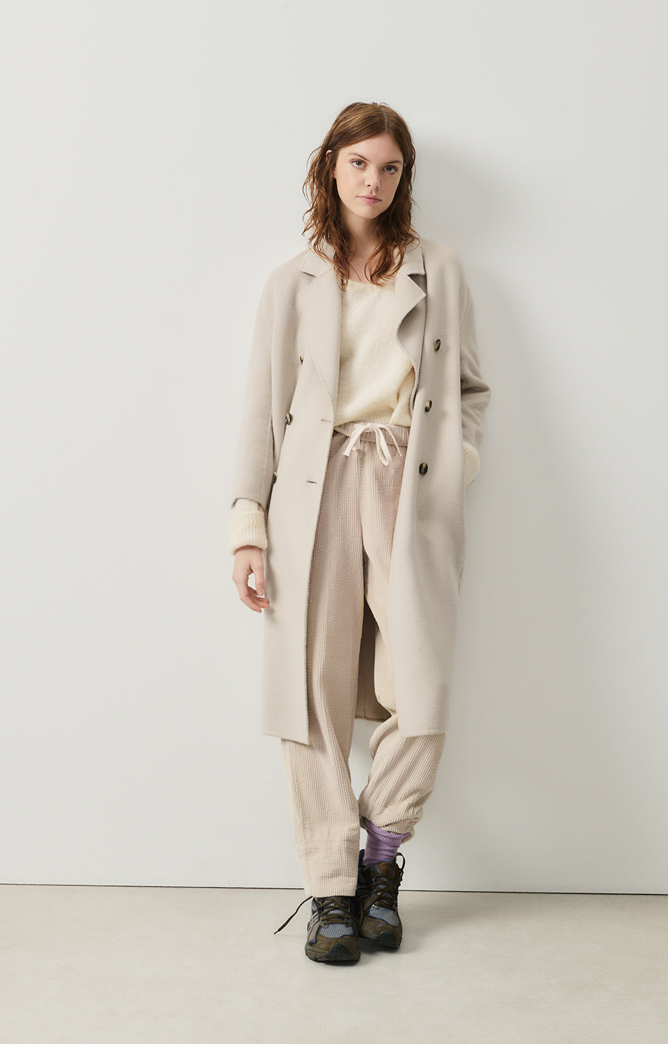 Women Beige Corduroy Trousers