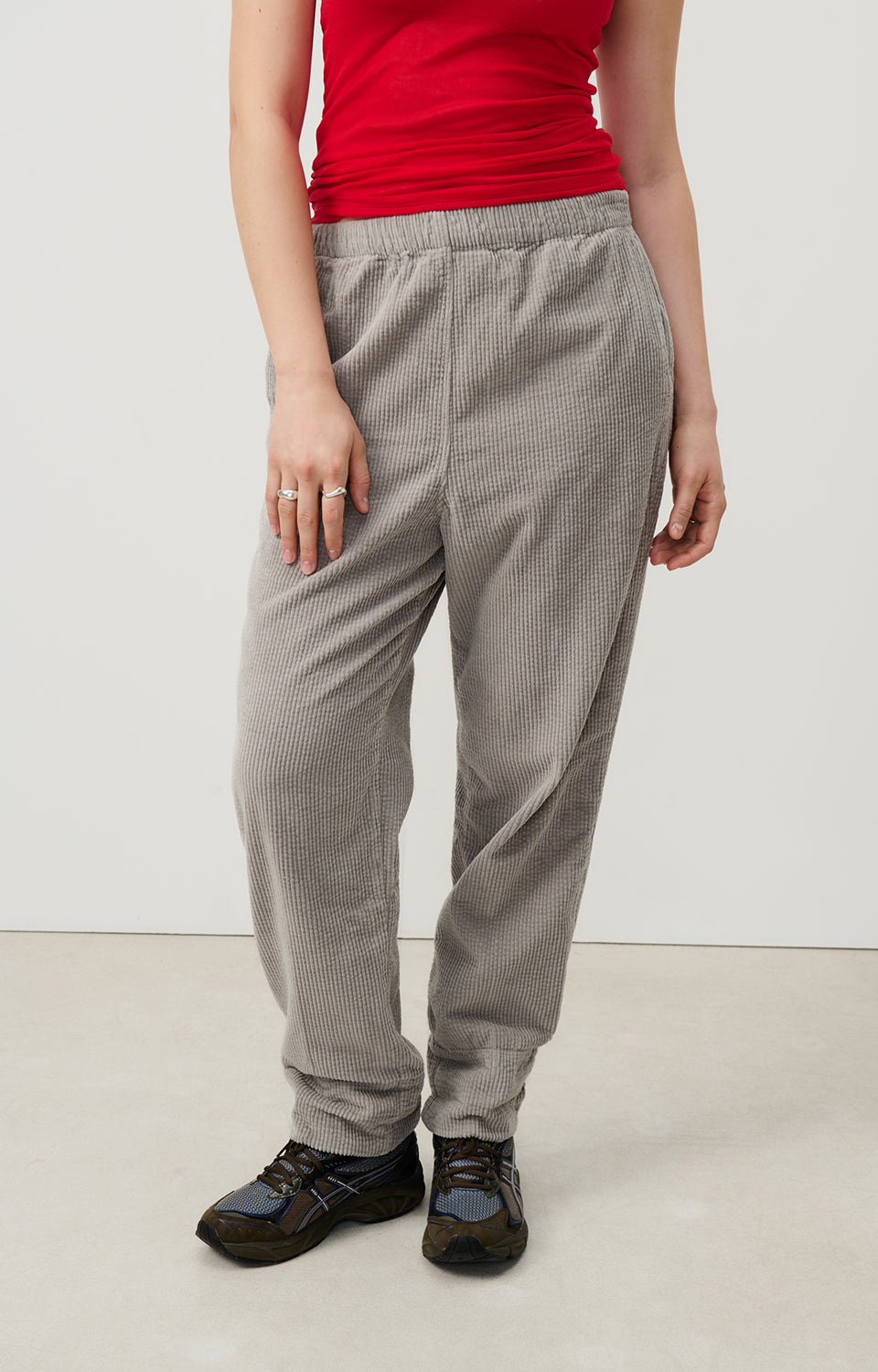 Women Grey Corduroy Trousers