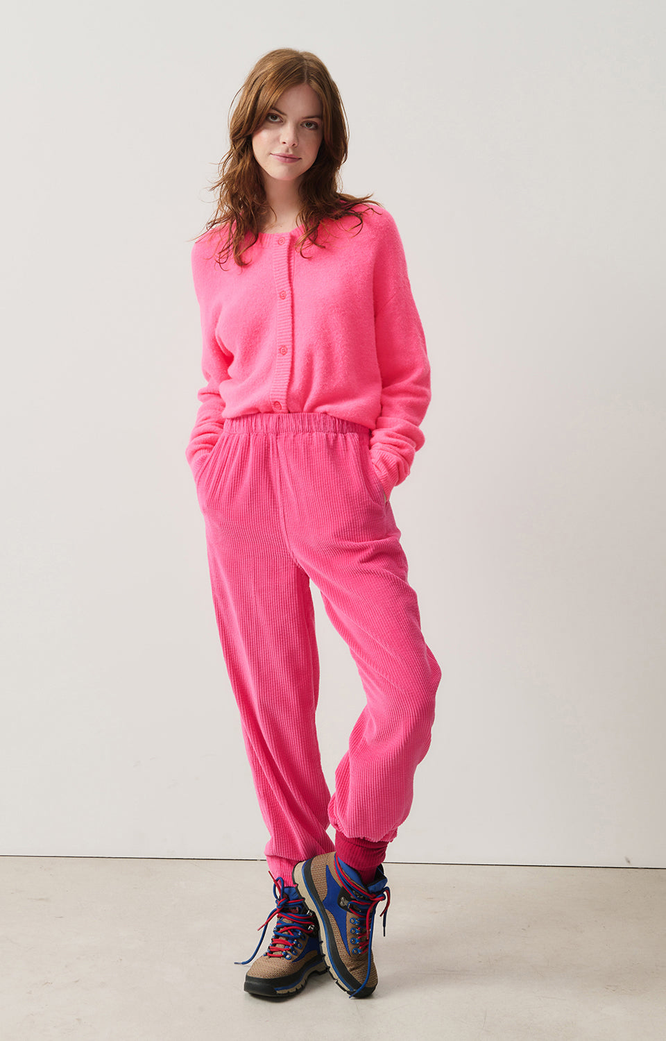 Women Fuchsia Corduroy Trousers