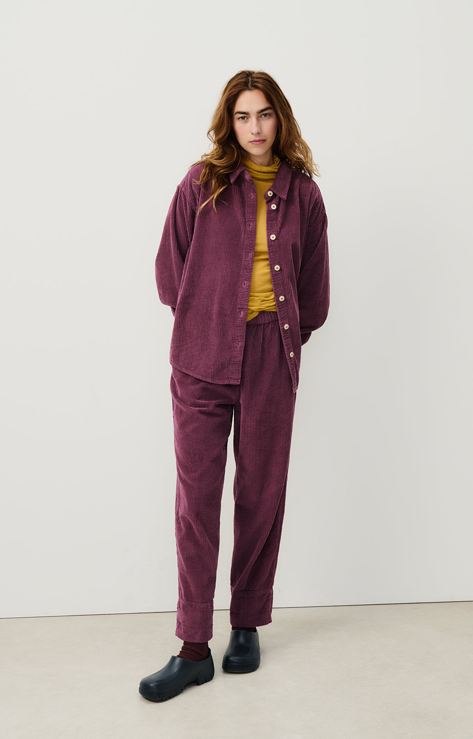 Women Purple Corduroy Trousers