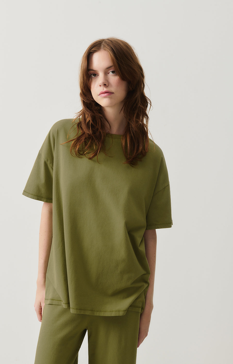 Women Olive Cotton T-Shirt