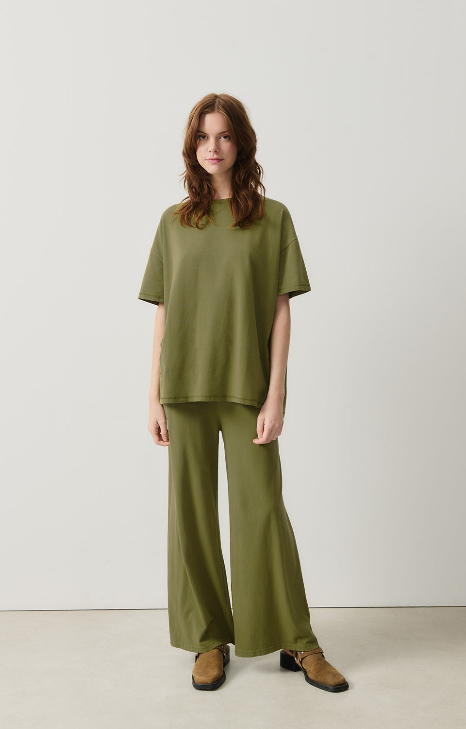 Women Olive Cotton T-Shirt