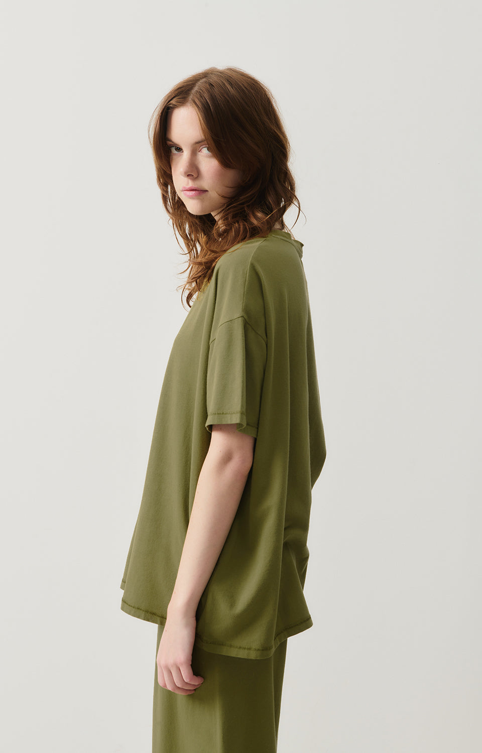 Women Olive Cotton T-Shirt