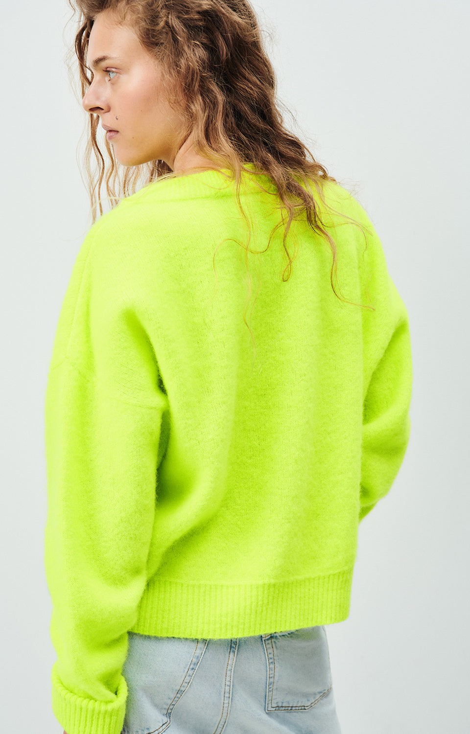 Women Fluo Green Knit Sweater