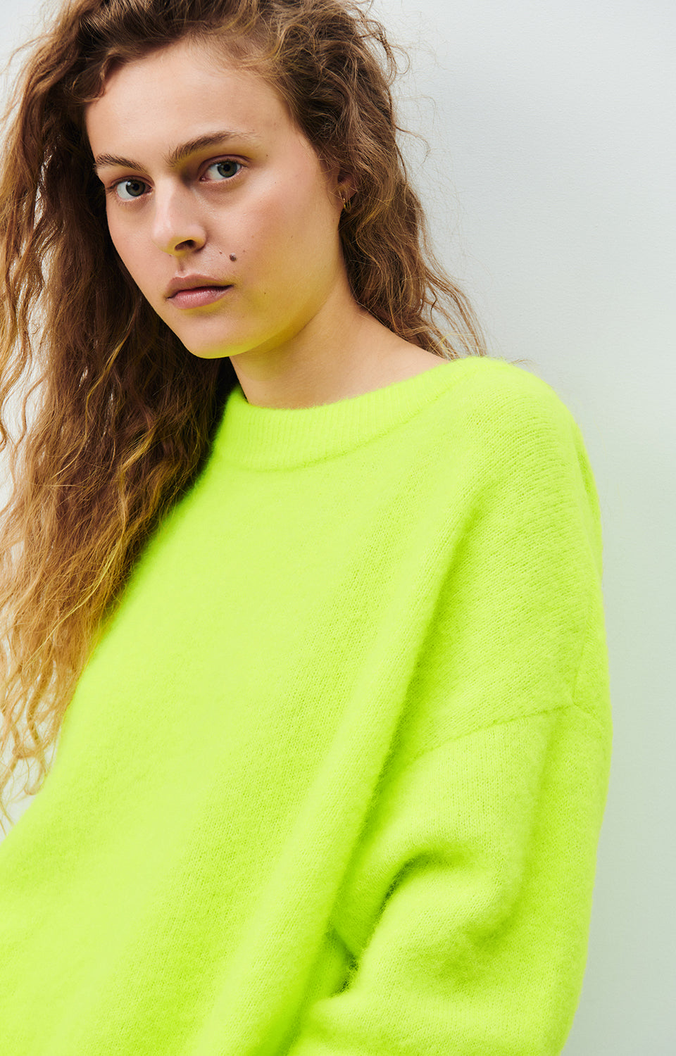 Women Fluo Green Knit Sweater