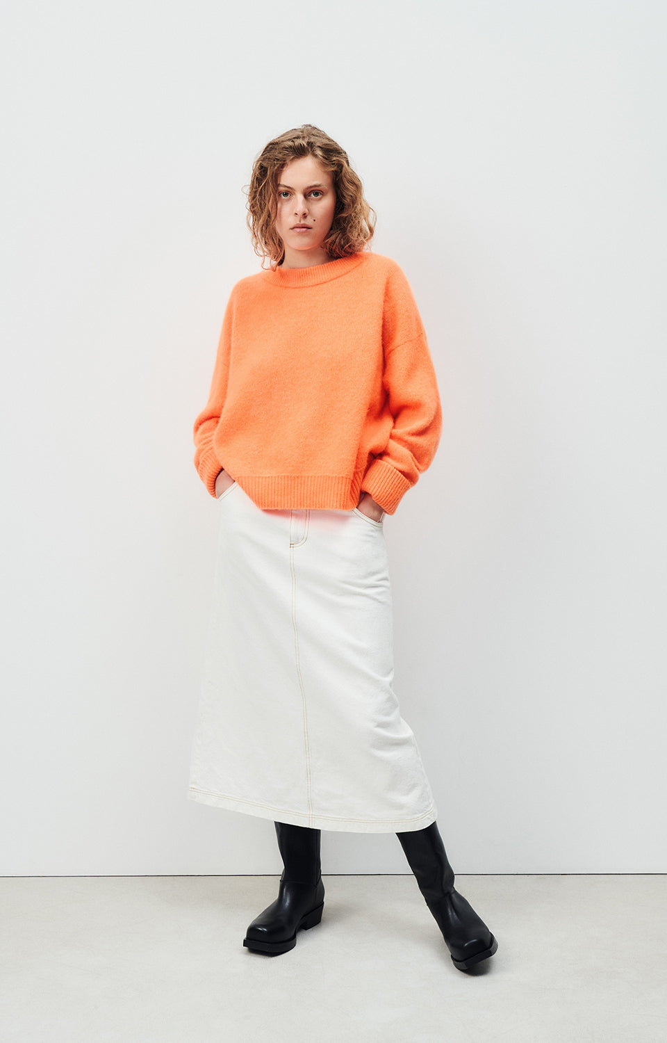 Women Orange Knit Sweater