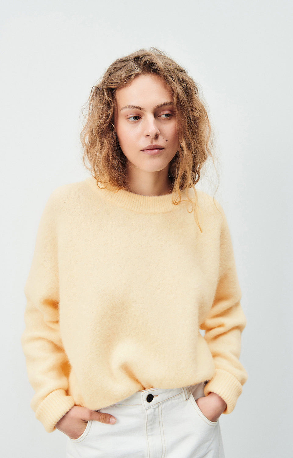 Women Cream Knit Sweater