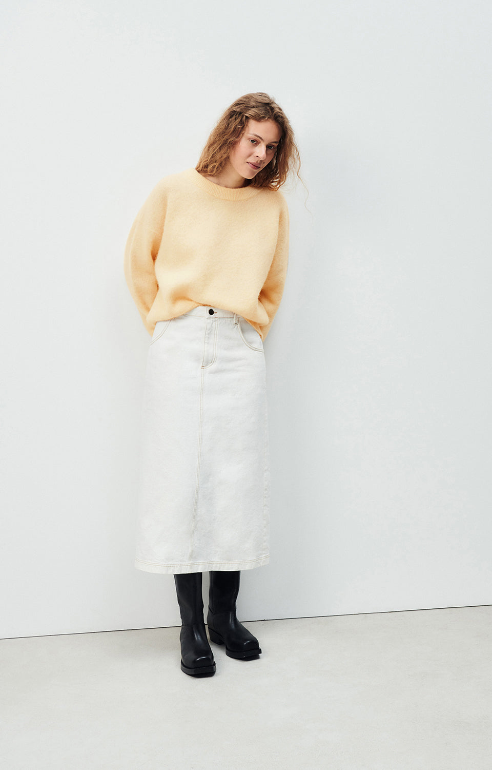 Women Cream Knit Sweater