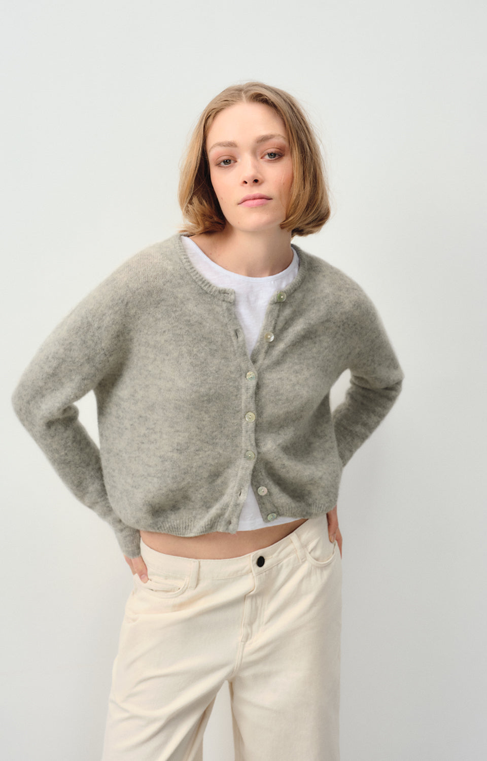 Women Grey Knit Cardigan