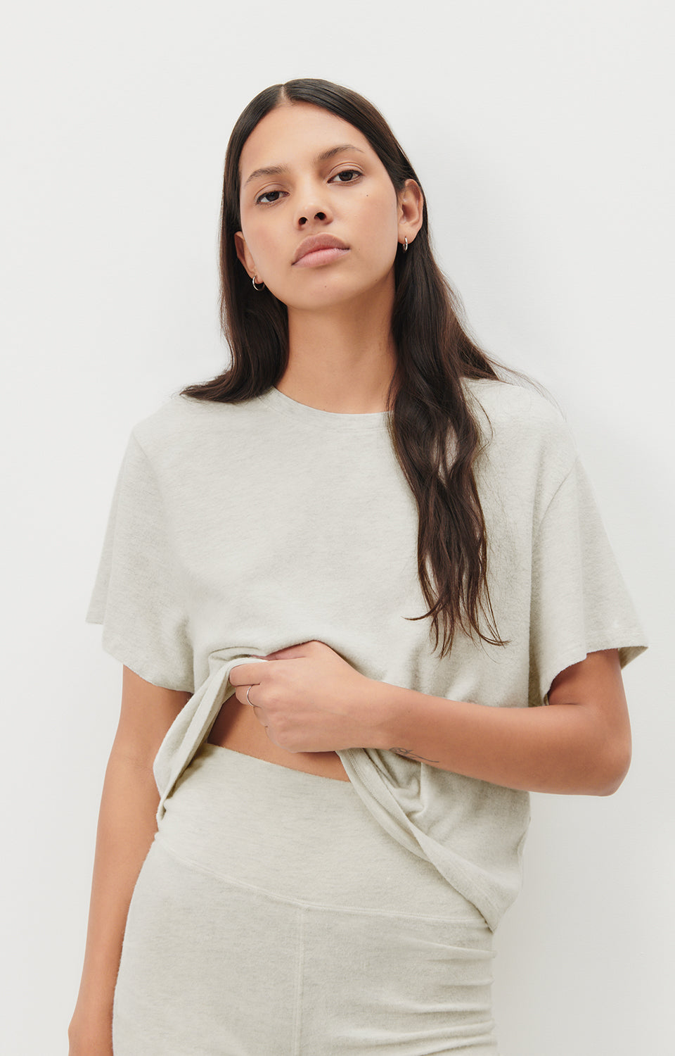 Women Light Grey Cotton T-Shirt