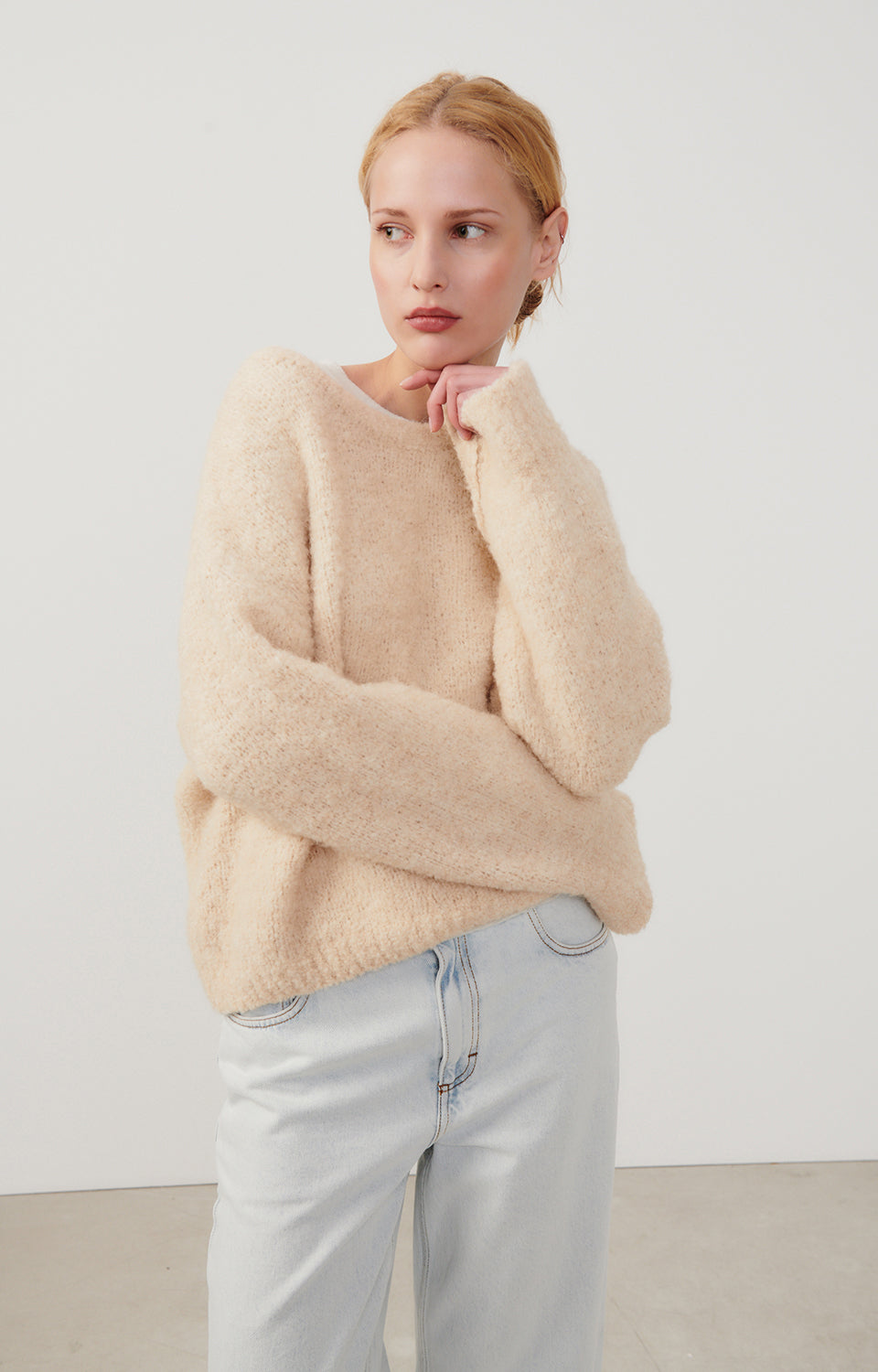 Women Beige Knit Sweater