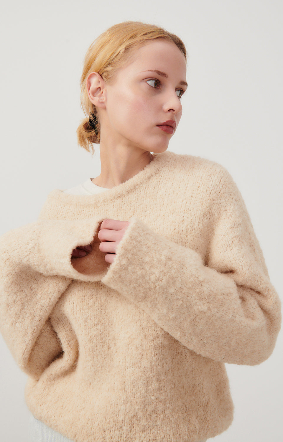 Women Beige Knit Sweater