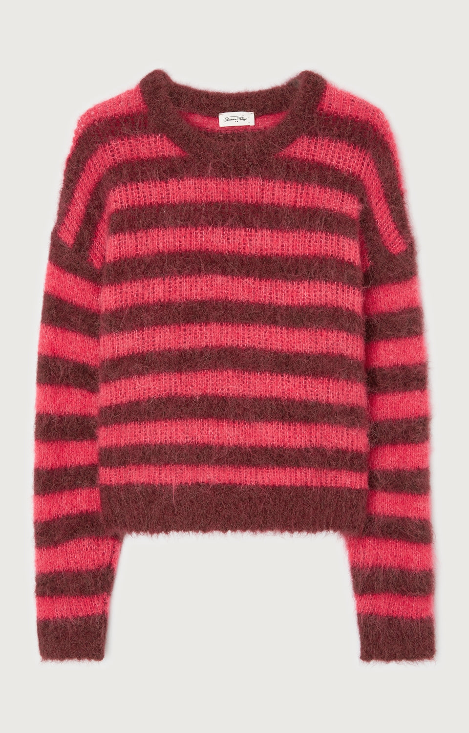 Women Pink Stripes Alpaga Sweater