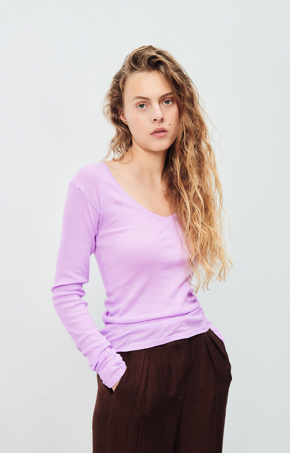 Women Purple Cotton T-Shirt