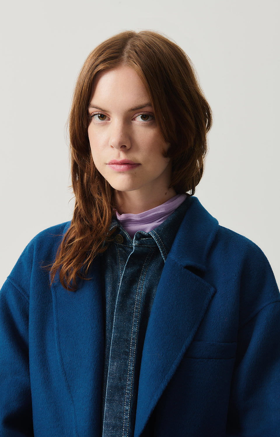 Women Blue Wool Coat