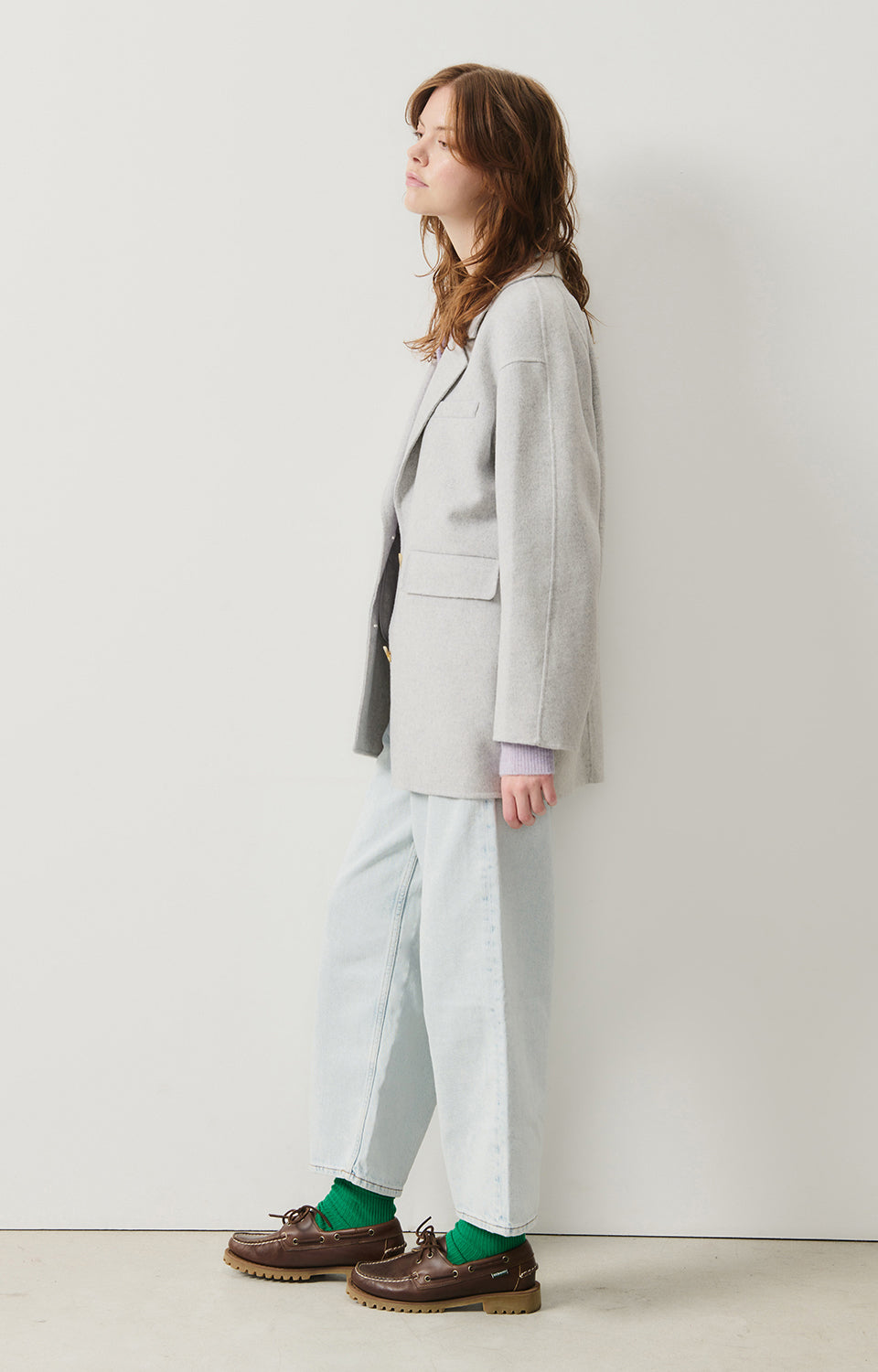 Women Light Grey Wool Coat