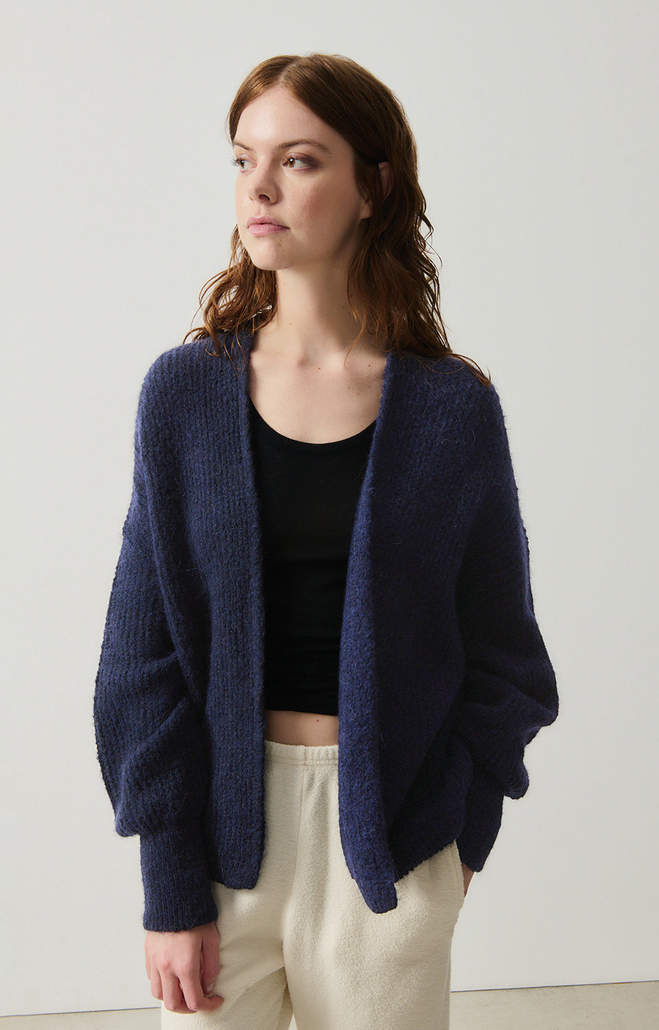 Women Navy Knit Cardigan