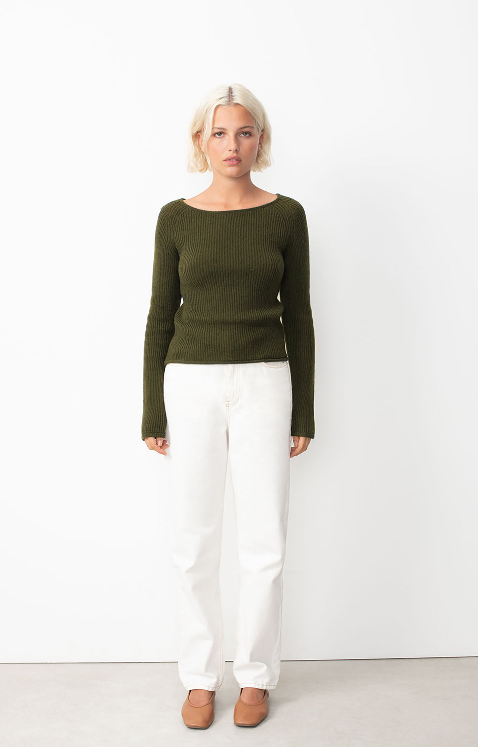 Women Khaki Knit Sweater