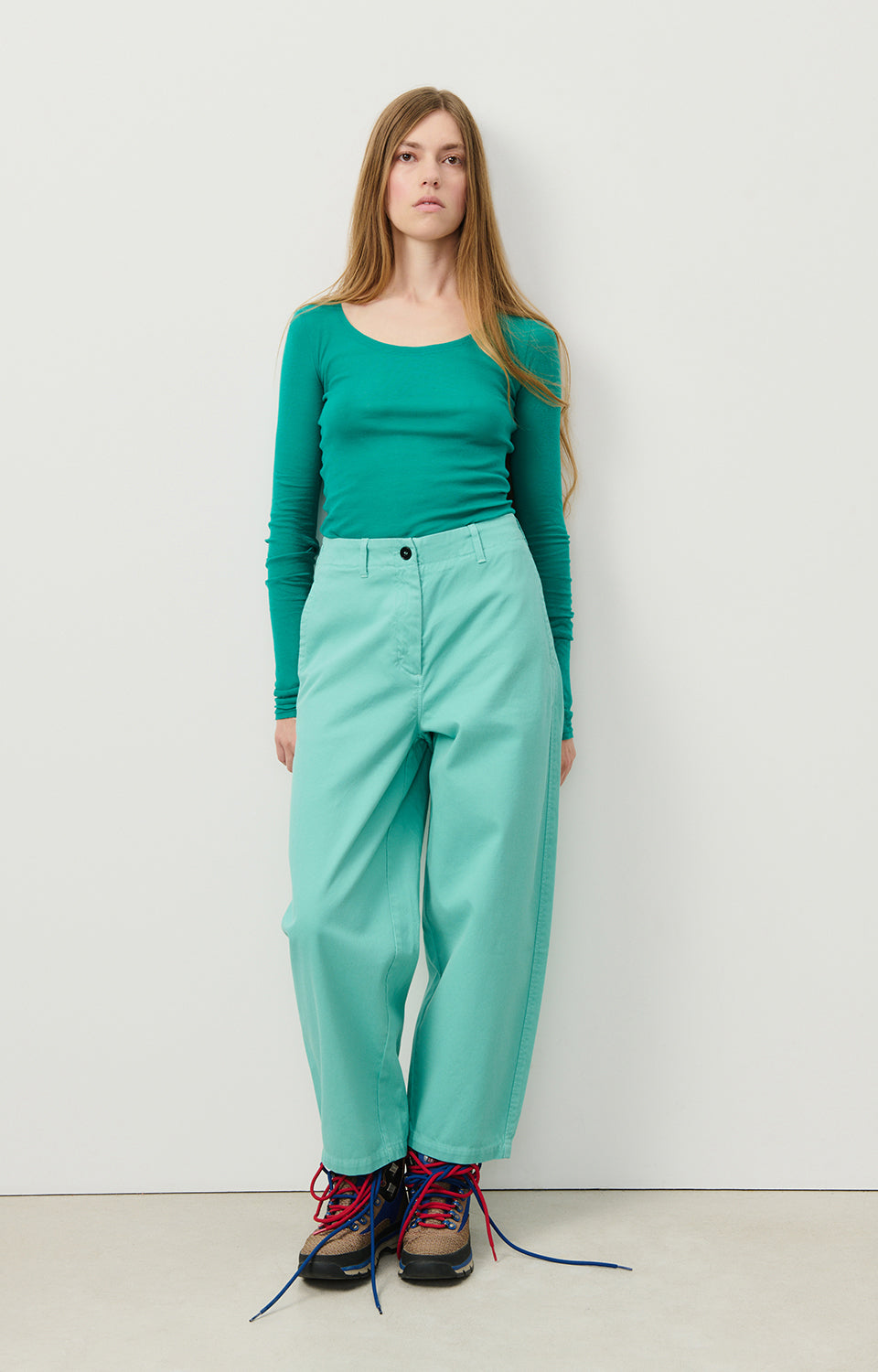 Women Green Cotton Trousers