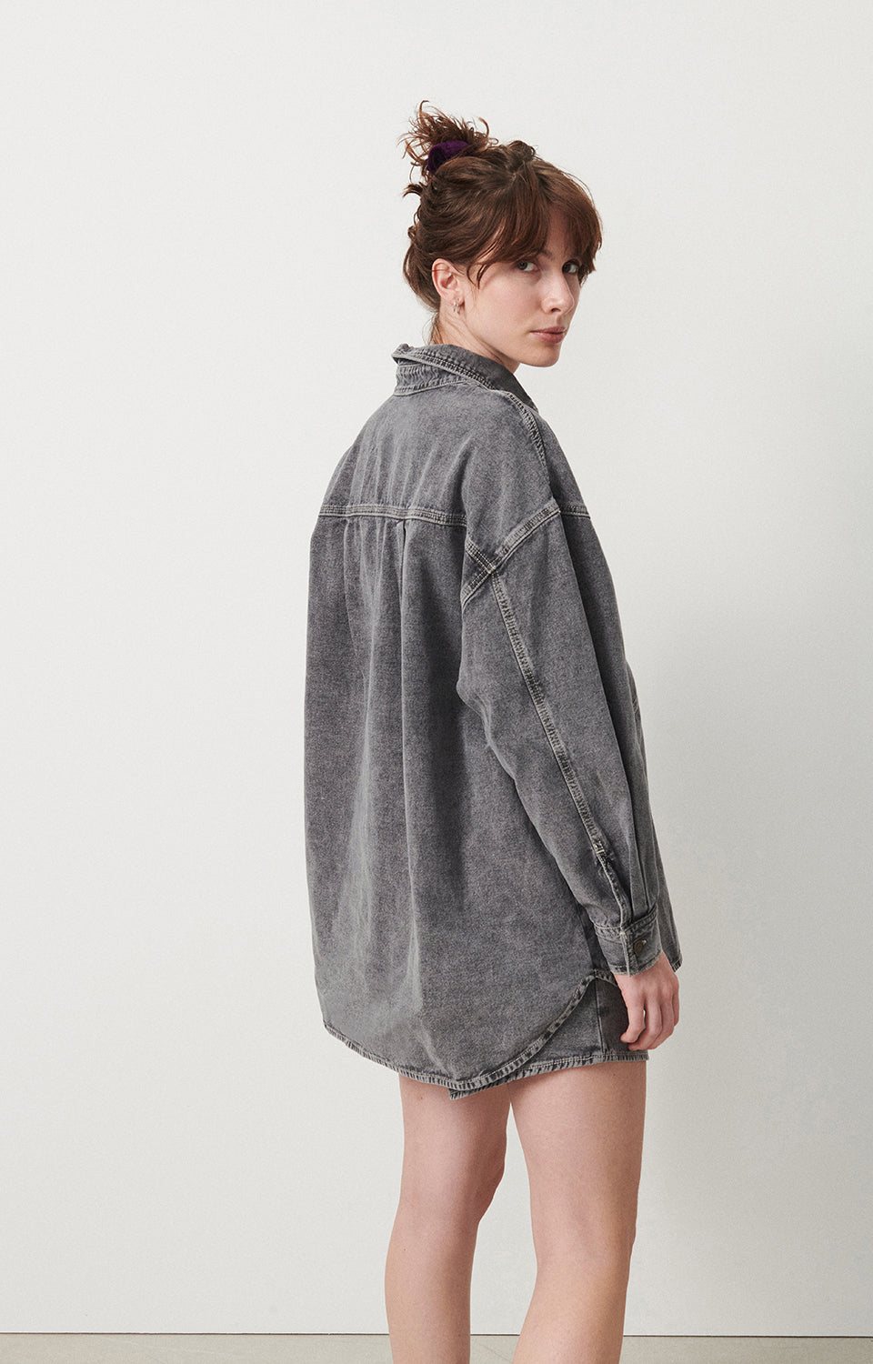 Women Grey Denim Shirt