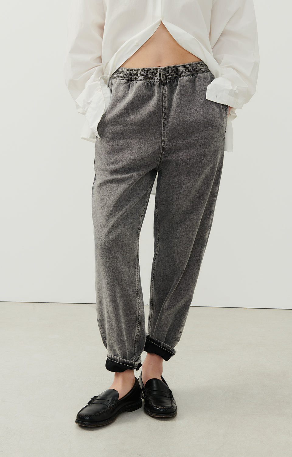 Women Grey Denim Trousers