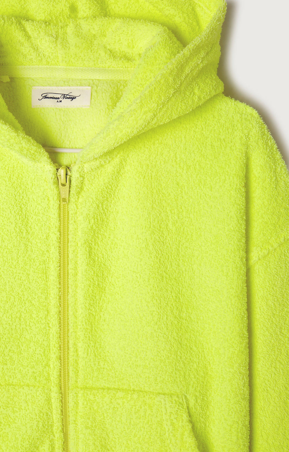 Boys & Girls Fluo Green Cotton Zip-Up Top